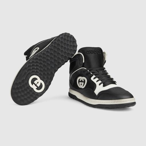 Men's MAC80 Sneaker High Top Black And Off White Leather - 776820 AACN6 1090