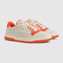 Alternative view of Men's MAC80 Sneaker Orange Leather Trim Beige Woven Canvas