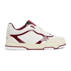 Men's Gucci Re-Web Sneaker Red And White Leather - 786186 AADKA 9570