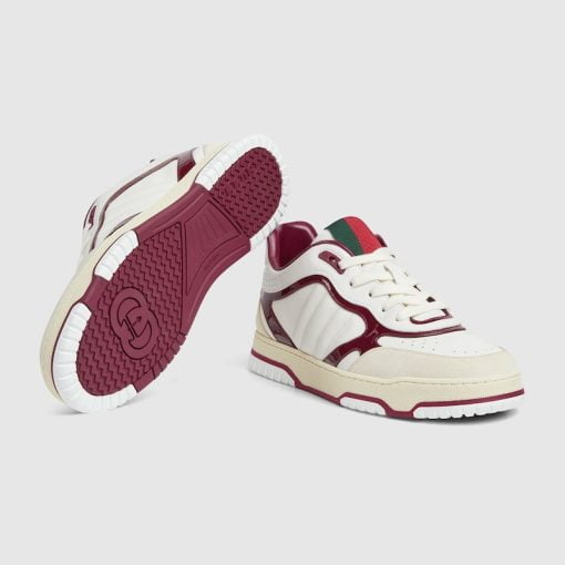 Men's Gucci Re-Web Sneaker Red And White Leather - 786186 AADKA 9570