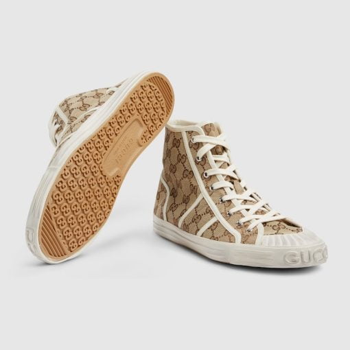 Men's GG High Top Sneaker Beige And Ebony Original GG Canvas - 786367 FADFR 9746