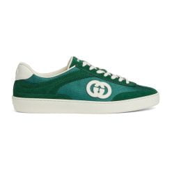 Men's Interlocking GG Sneaker Green Suede - 791742 AADM0 3143