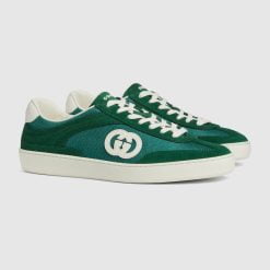 Alternative view of Men's Interlocking GG Sneaker Green Suede