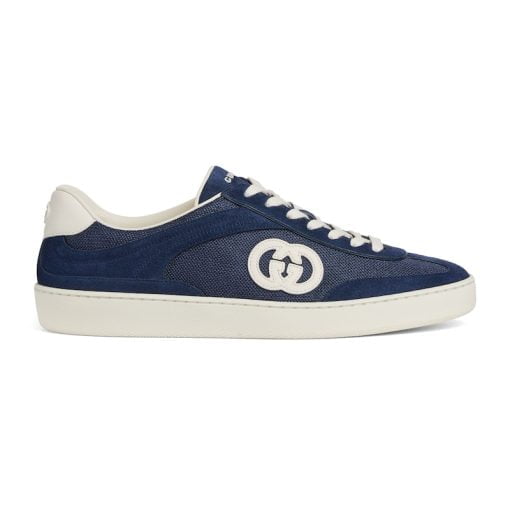 Men's Interlocking GG Sneaker Blue Suede - 791742 AADM0 4141