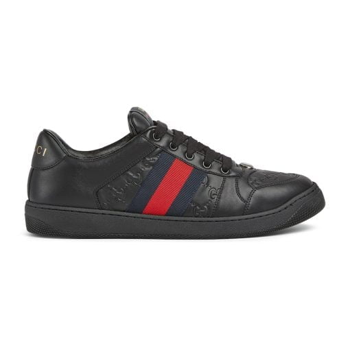 Men's Screener Sneaker Black Leather - 798785 AADU0 1074
