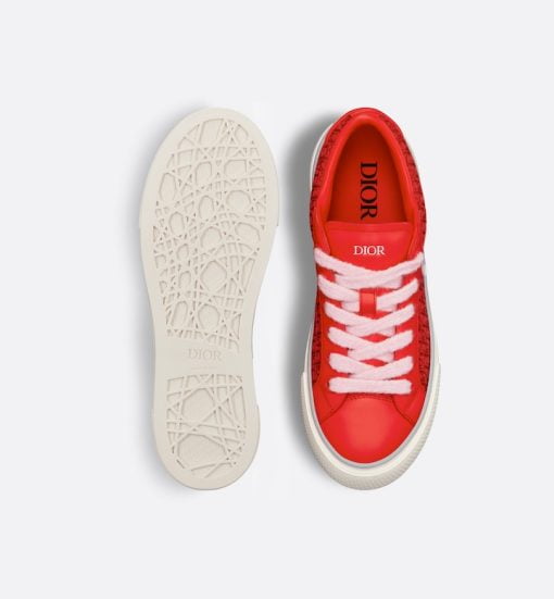 B33 Sneaker Red Smooth Calfskin And Red Dior Oblique Jacquard - 3SN303ZDE_H331