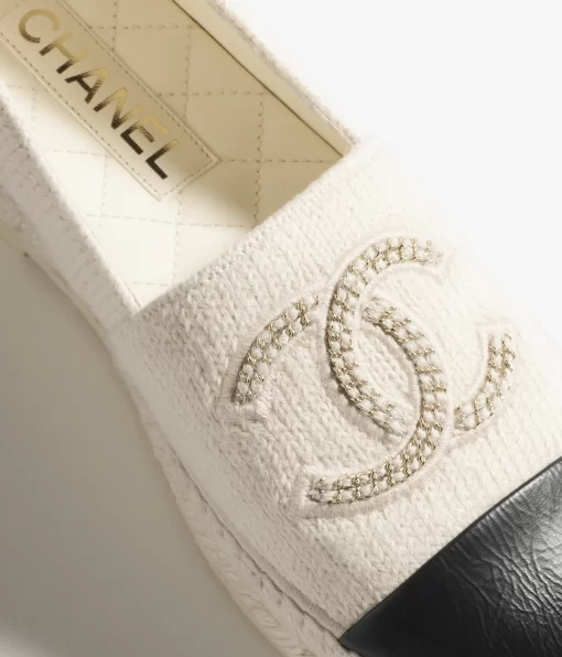 Chanel Espadrilles Wool Ivory Black - W - G45849 B17565 NZB75