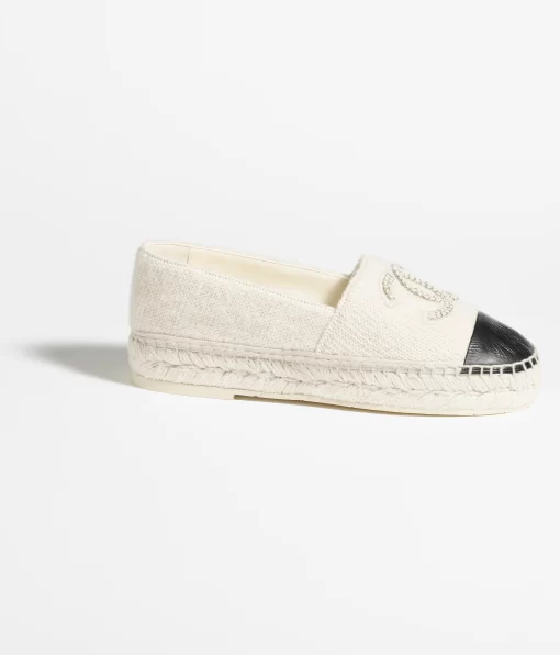 Chanel Espadrilles Wool Ivory Black - W - G45849 B17565 NZB75