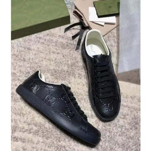 Men's ACE GG Embroidered Sneaker Black Leather photo review