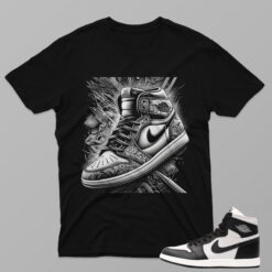 AJ1 Black White – Shoes  – Black T-Shirt