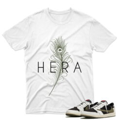 Travis Scott J1 Low OG Olive - Hera T-Shirt - White