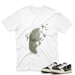 Travis Scott J1 Low OG Olive - Peace T-Shirt - White