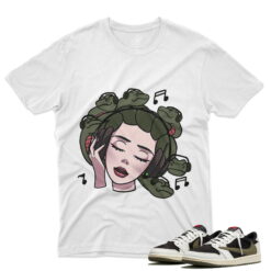 Travis Scott J1 Low OG Olive - Medusound T-Shirt - White