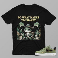 AF1 Double Swoosh Olive Gold Black – You Happy  – Black T-Shirt